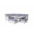 Corner Dining Set with Firepit - Luxurious Creamy Grey Wicker and Pale Grey Cushions-Kulani Home
