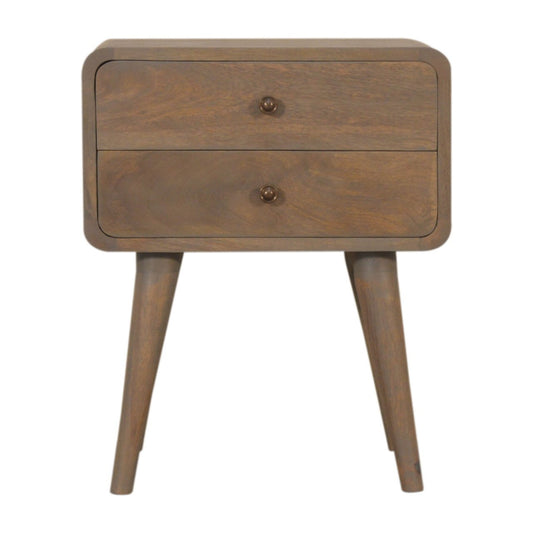 Curvaceous Bleached Grey Wash Bedside Table-Kulani Home