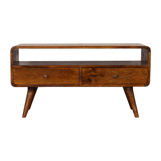 Curvaceous Chestnut Timber Media Console with Cable Management-Kulani Home