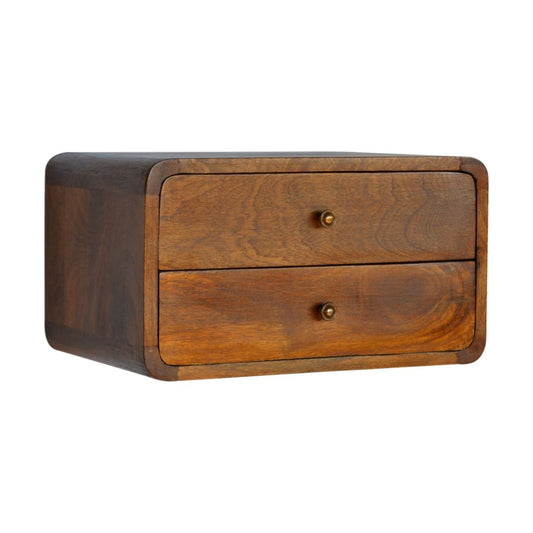 Curvaceous Chestnut Wall-Mounted Bedside Storage-Kulani Home