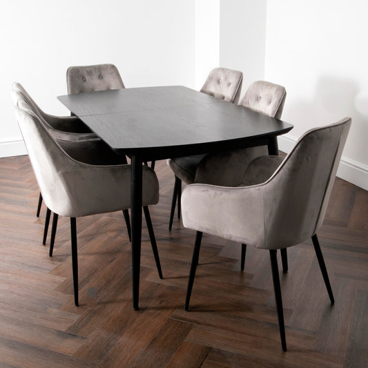 Dark Ash Oxford Dining Table with 4 Chairs-Kulani Home