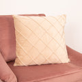 Diamond Beige Velvet Cushion - Feather Filled-Kulani Home