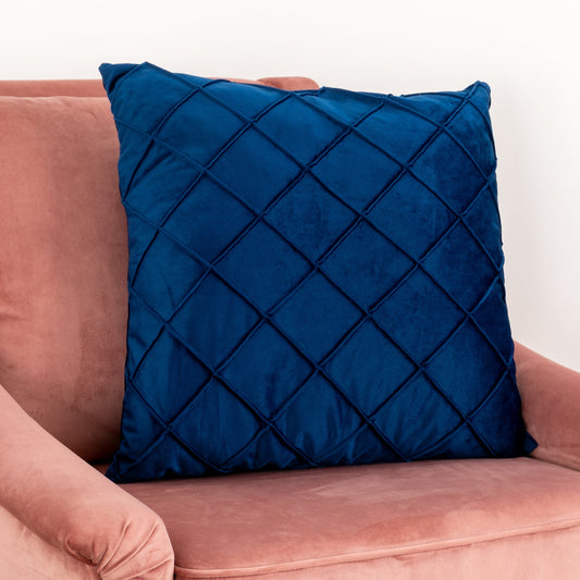 Diamond Blue Velvet Cushion - Feather Filled-Kulani Home