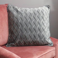 Diamond Pattern Grey Velvet Cushion - Feather Filled-Kulani Home