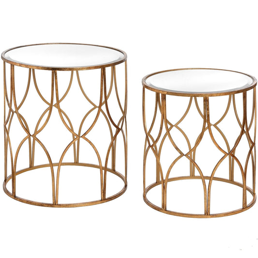 Duo: Luxurious Gold Lattice Side Tables-Kulani Home