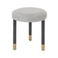 Ebony and Greige Upholstered Stool with Black Painted Legs and Brass Caps-Kulani Home