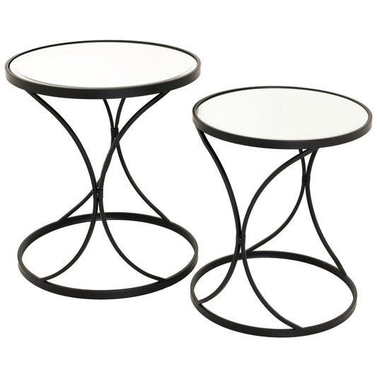 Eclipse Duo: Black Mirror Accent Tables-Kulani Home