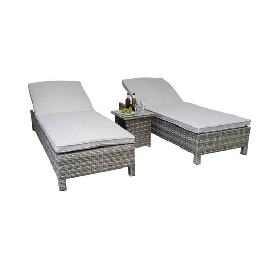 EleganceLounger: Modern Grey Sunbed Set with Cushions-Kulani Home