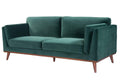 Emerald Elegance 3-Seat Velvet Sofa with Walnut Legs-Kulani Home