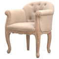 en Français: Upholstered French Accent Chair in Mud Linen-Kulani Home