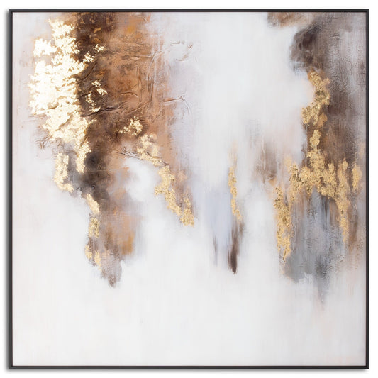 Ethereal Gold-Framed Metallic Glass Artwork: A Handcrafted Masterpiece in Abstract Brilliance-Kulani Home