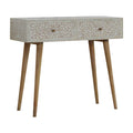 Floral Bone Inlay Console Table in Light Taupe-Kulani Home