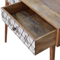 Geometric Oak-ish Console Table with Printed Drawers-Kulani Home