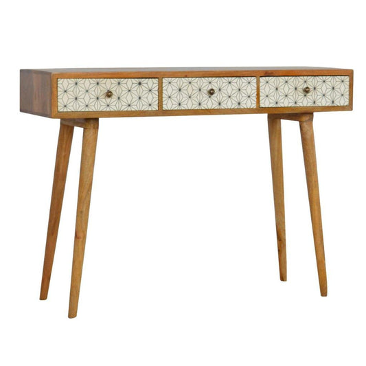 Geometric Print Solid Wood Console Table-Kulani Home