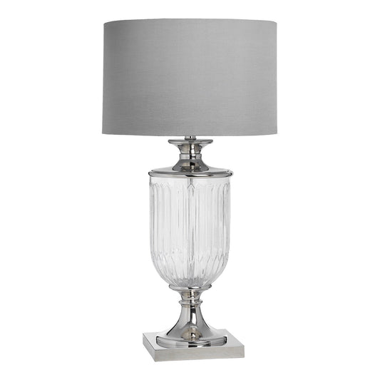 Glass and Metal Table Lamp with Textured Shade-Kulani Home