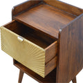 Gold Chestnut Bedside Table with Brass Accents-Kulani Home