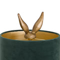 Gold Hare Table Lamp with Luxurious Green Velvet Shade-Kulani Home