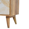 Golden Leaf Print Solid Wood Bedside Table-Kulani Home