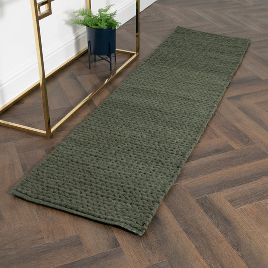 Green Knitted Runner Rug (60 x 230cm)-Kulani Home