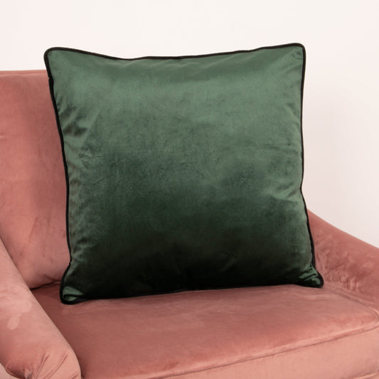 Green Piped Velvet Cushion Feather Filled-Kulani Home