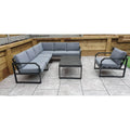 Grey Aluminum Corner Sofa Set with Chair and Coffee Table-Kulani Home