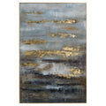 Grey and Gold Glass Artwork with Gold Frame-Kulani Home