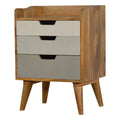 Grey and White Gradient Solid Wood Bedside Table-Kulani Home