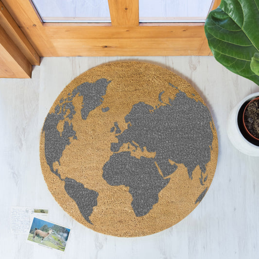 Grey Globe Circle Doormat-Kulani Home
