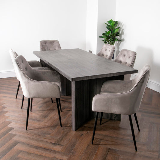 Grey Oak Ascot Dining Table with 4 Chairs-Kulani Home