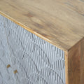 Grey Oak Cabinet: Hand-carved Solid Mango Wood Storage Solution-Kulani Home
