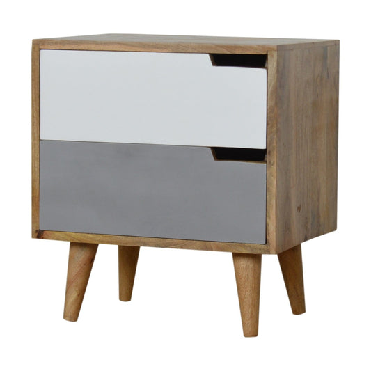 Grey Painted Bedside with Convenient Cut-Out Slots-Kulani Home