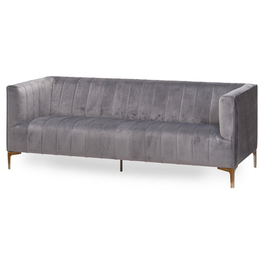 Grey Velvet 2 Seater Sofa-Kulani Home