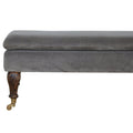 Grey Velvet Bench with Castor Feet-Kulani Home