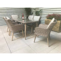 Grey Wicker 6 Seat Dining Set with Retro Style Legs-Kulani Home