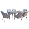 Grey Wicker 6 Seat Dining Set with Retro Style Legs-Kulani Home