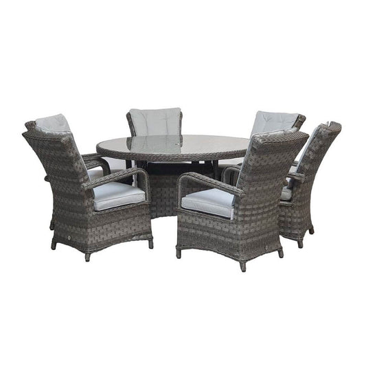 Grey Wicker 6-Seater Round Dining Set: A Timeless Addition to Your Outdoor Space-Kulani Home