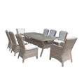 Grey Wicker 8-Seater Rectangular Dining Set with Glass Tabletop-Kulani Home