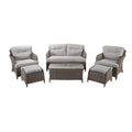 Grey Wicker Sofa Set with Footstools - The Harriet Collection-Kulani Home