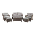 Grey Wicker Sofa Set with Footstools - The Harriet Collection-Kulani Home