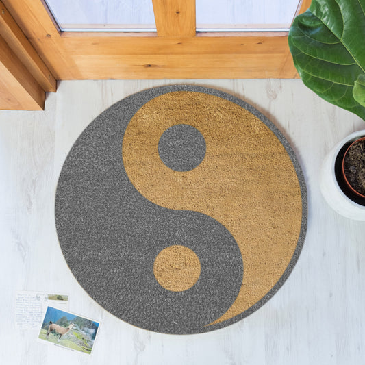 Grey Yin Yang Circle Doormat-Kulani Home