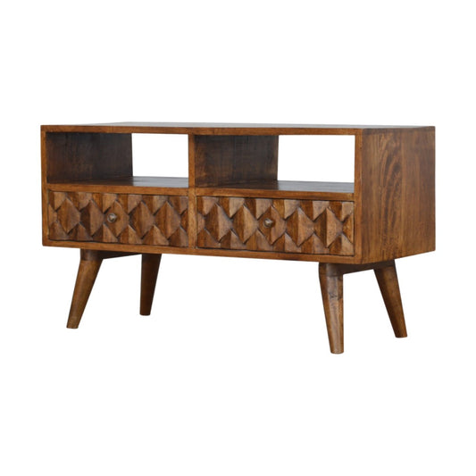 Hand-Carved Chestnut Pineapple Media Console-Kulani Home