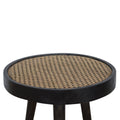 Handcrafted Ash Black Rattan End Table: Exquisite Solid Wood and Rattan Side Table for Your Stylish Home-Kulani Home