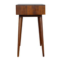 Handcrafted Chestnut Console Table with Nordic-Style Legs and Tile Carved Drawers-Kulani Home
