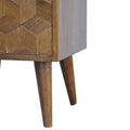 Handcrafted Chestnut Cube Carved Bedside Table-Kulani Home