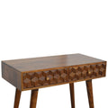 Handcrafted Chestnut Cube Carved Console Table-Kulani Home