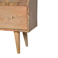 Handcrafted Nordic Tile Carved Chest of Drawers in Oak-ish Finish-Kulani Home