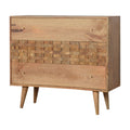 Handcrafted Nordic Tile Carved Chest of Drawers in Oak-ish Finish-Kulani Home