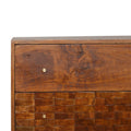 Handcrafted Solid Mango Wood Chest of Drawers with Carved Tile Drawer Front-Kulani Home