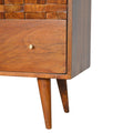 Handcrafted Solid Mango Wood Chest of Drawers with Carved Tile Drawer Front-Kulani Home