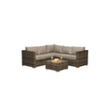 Harmony Corner Sofa Set - Luxurious Mixed Brown Rattan with Coffee Table-Kulani Home